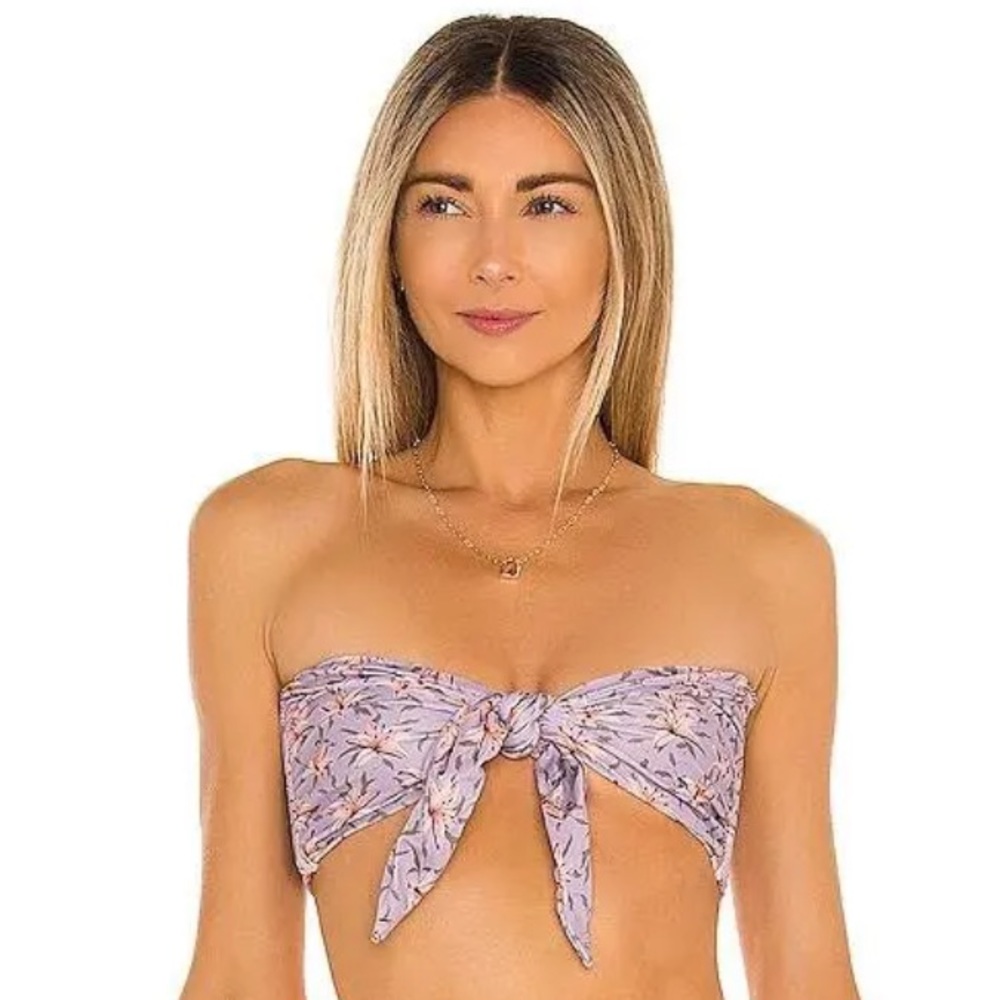 NWOT ACACIA Swim Baker Bandeau Bikini Top in Lavender Size Medium Z573